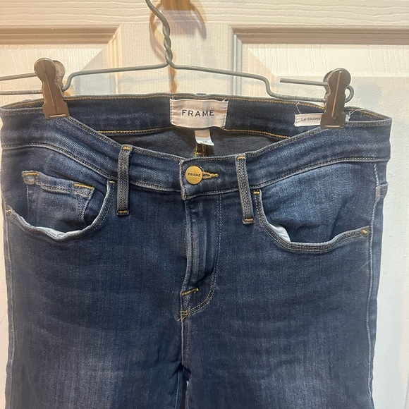FRAME Le Skinny de Jeanne Fayette Mid-Rise Stretch Jeans Women’s Size 26 Raw Hem - Picture 2 of 10